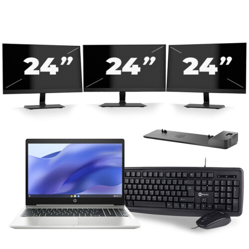 HP ProBook 450 G7 - Intel Core i5-10e Generatie - 15 inch - 8GB RAM - 256GB SSD - Windows 11 + 3x 24 inch Monitor