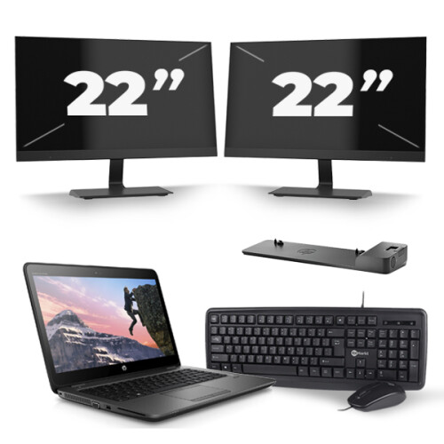 HP ZBook 14u G4 - Intel Core i7-7e Generatie - 14 inch - 16GB RAM - 256GB SSD - Windows 11 + 2x 22 inch Monitor
