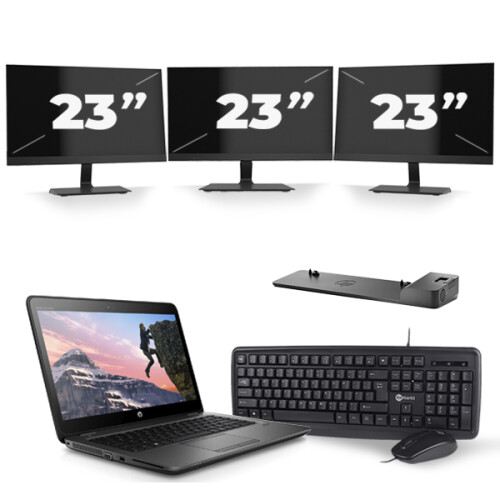 HP ZBook 14u G4 - Intel Core i7-7e Generatie - 14 inch - 16GB RAM - 256GB SSD - Windows 11 + 3x 23 inch Monitor