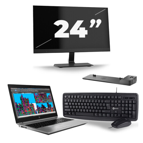 HP ZBook 15 G5 - Intel Core i7-8e Generatie - 15 inch - 16GB RAM - 256GB SSD - Windows 11 + 1x 24 inch Monitor