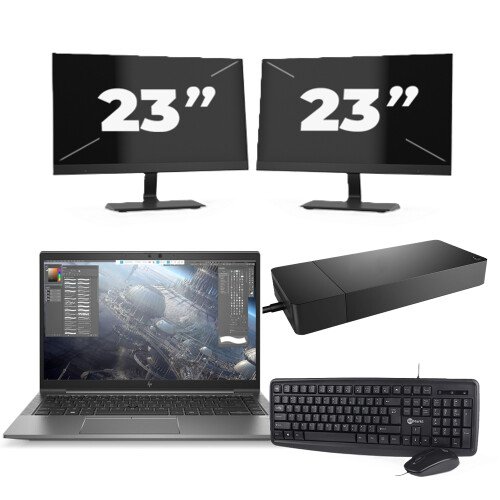 HP ZBook Firefly 14 G7 - Intel Core i7-10e Generatie - 14 inch - 16GB RAM - 256GB SSD - Windows 11 Home + 2x 23 inch Monitor