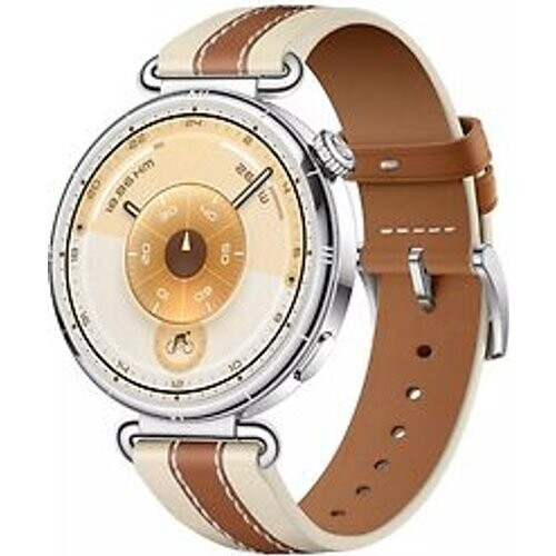 Huawei Watch GT 6 41 mm roestvrijstalen kast zilver met leren bandje bruin