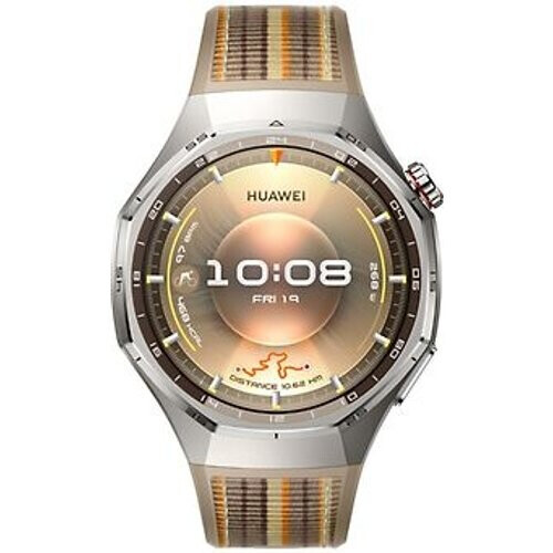Huawei Watch GT 6 Pro 46 mm titaniumm kast zilver met nylon bandje bruin