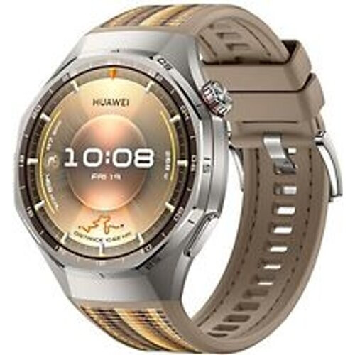 Huawei Watch GT 6 Pro 46 mm titaniumm kast zilver met nylon bandje bruin