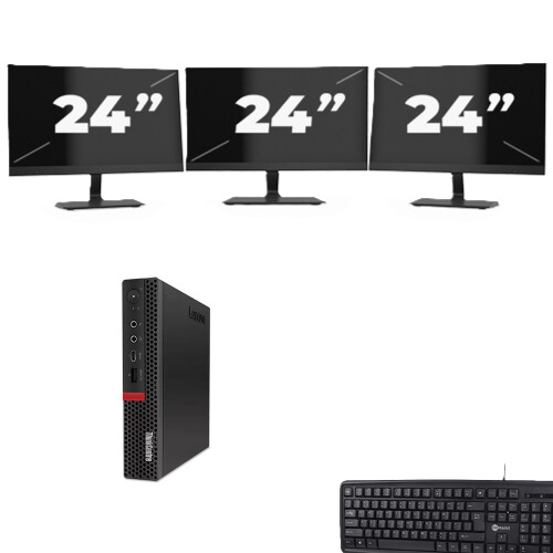 Lenovo ThinkCentre M720q USFF - Intel Core i5-8e Generatie - 8GB RAM - 256GB SSD - Windows 11 + 3x 24 inch Monitor