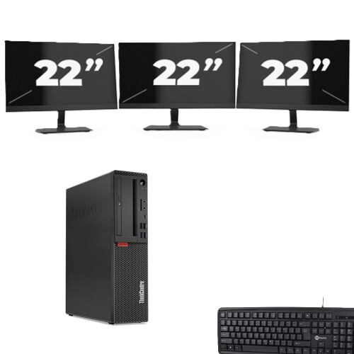 Lenovo ThinkCentre M720s SFF - Intel Core i5-9e Generatie - 8GB RAM - 256GB SSD - Windows 11 + 3x 22 inch Monitor