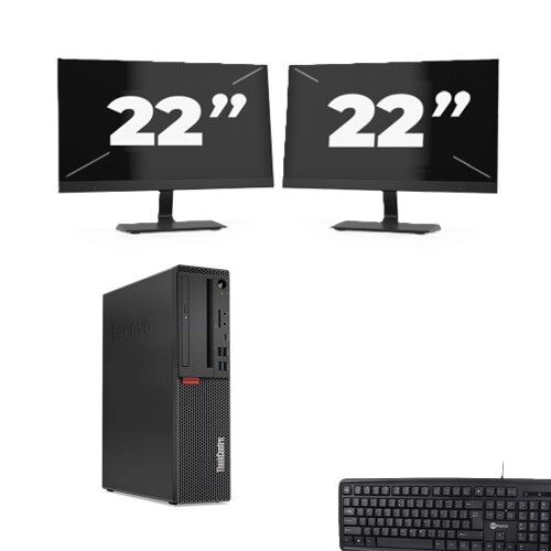 Lenovo ThinkCentre M720s SFF - Intel Core i5-9e Generatie - 8GB RAM - 256GB SSD - Windows 11 + 2x 22 inch Monitor