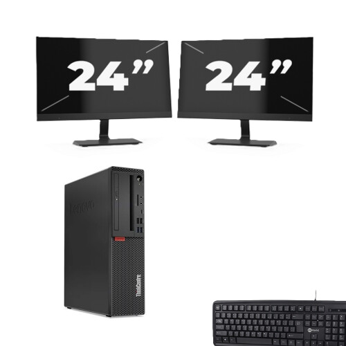 Lenovo ThinkCentre M720s SFF - Intel Core i7-8e Generatie - 8GB RAM - 256GB SSD - Windows 11 + 2x 24 inch Monitor