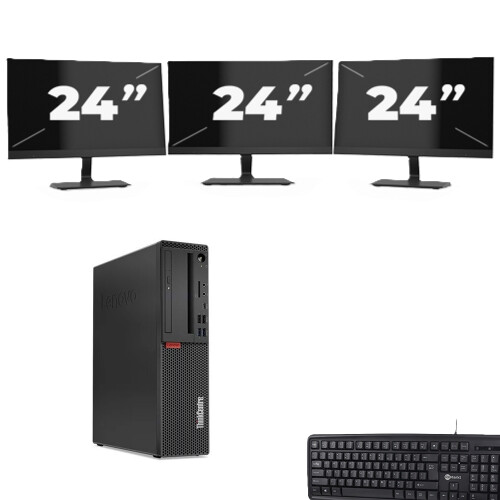 Lenovo ThinkCentre M720s SFF - Intel Core i7-9e Generatie - 8GB RAM - 256GB SSD - Windows 11 + 3x 24 inch Monitor