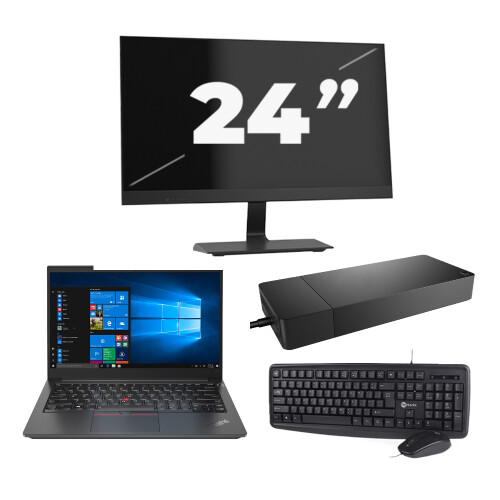 Lenovo Thinkpad E14 G2 - Intel Core i5-11e Generatie - 14 inch - 8GB RAM - 256GB SSD - Windows 11 Home + 1x 24 inch Monitor