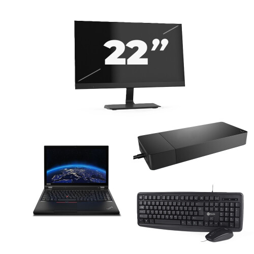 Lenovo ThinkPad P53 - Intel Core i7-9e Generatie - 15 inch - 8GB RAM - 256GB SSD - Windows 11 Home + 1x 22 inch Monitor