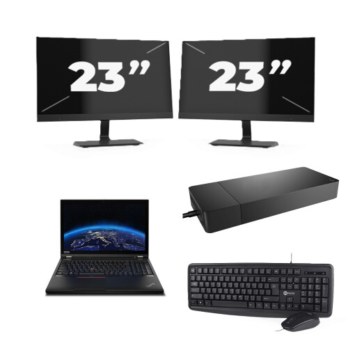 Lenovo ThinkPad P53 - Intel Core i7-9e Generatie - 15 inch - 8GB RAM - 256GB SSD - Windows 11 Home + 2x 23 inch Monitor