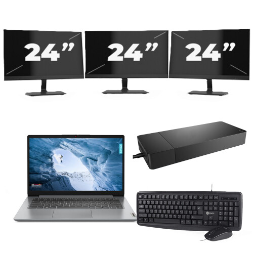 Lenovo ThinkPad T14 Gen 1 - Intel Core i5-10e Generatie - 14 inch - 8GB RAM - 256GB SSD - Windows 11 Home + 3x 24 inch Monitor