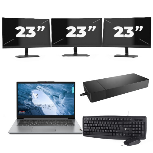Lenovo ThinkPad T14 Gen 1 - Intel Core i5-10e Generatie - 14 inch - 8GB RAM - 256GB SSD - Windows 11 Home + 3x 23 inch Monitor