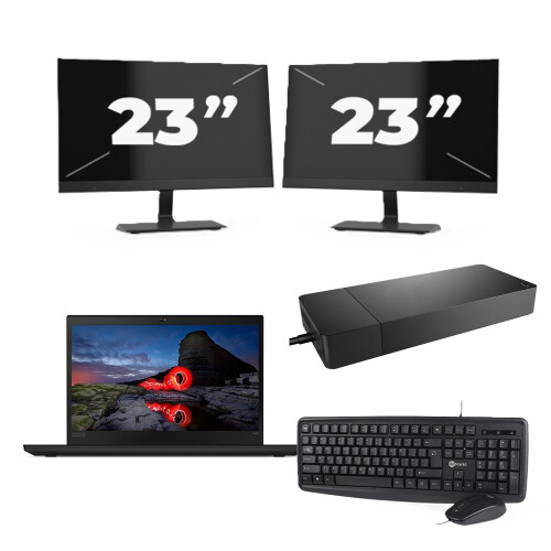 Lenovo ThinkPad T495 - AMD Ryzen 5 PRO 3500U - 14 inch - 16GB RAM - 256GB SSD - Windows 11 Home + 2x 23 inch Monitor