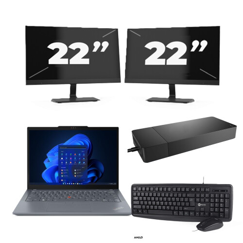 Lenovo ThinkPad X13 - AMD Ryzen 3 PRO 4450U - 13 inch - 8GB RAM - 256GB SSD - Windows 11 Home + 2x 22 inch Monitor