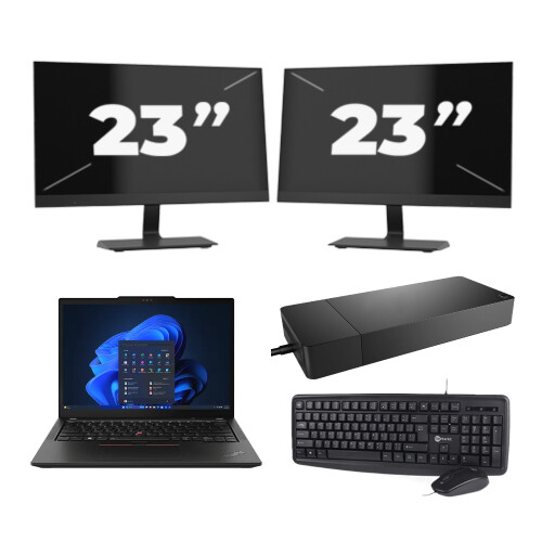 Lenovo Thinkpad X13 - AMD Ryzen 5 PRO 4650U - 13 inch - 16GB RAM - 256GB SSD - Windows 10 + 2x 23 inch Monitor
