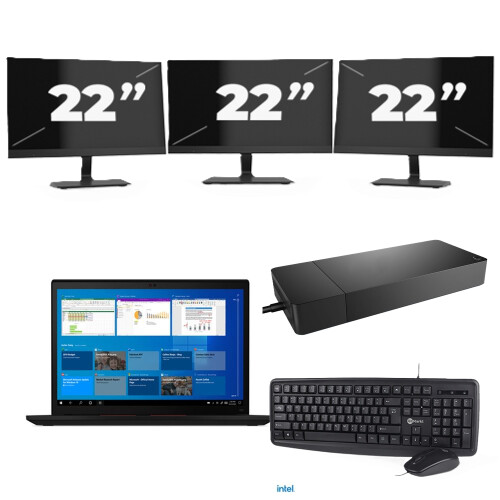 Lenovo Thinkpad X13 Gen 2 - Intel Core i5-11e Generatie - 13 inch - 16GB RAM - 256GB SSD - Windows 11 + 3x 22 inch Monitor