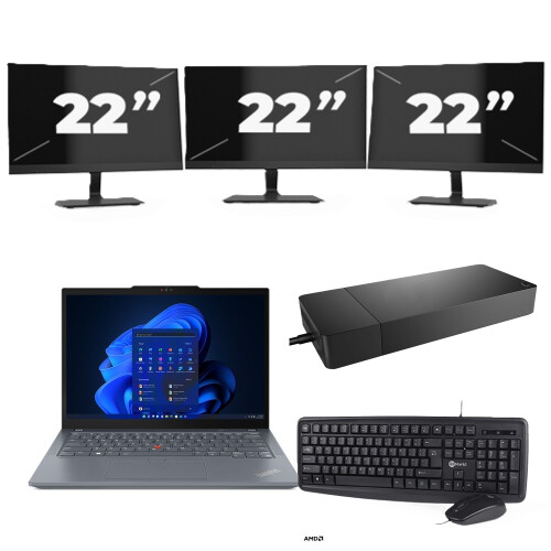 Lenovo ThinkPad X13 - Intel Core i5-10e Generatie - 13 inch - 8GB RAM - 256GB SSD - Windows 11 + 3x 22 inch Monitor