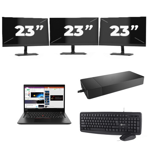 Lenovo ThinkPad X395 - AMD Ryzen 7 PRO 3700U - 13 inch - 16GB RAM - 256GB SSD - Windows 11 Home + 3x 23 inch Monitor