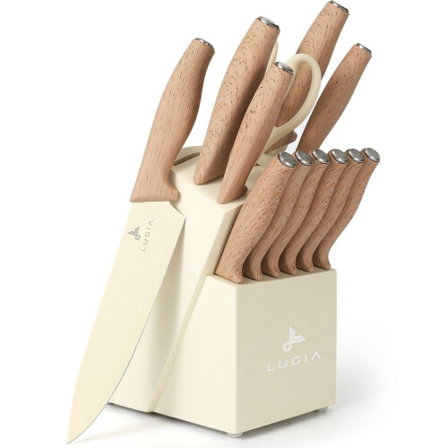 Lugia Messenset - 13-delige messenset met messenblok - RVS - Beige