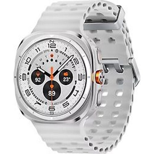 Samsung Galaxy Watch Ultra (2025) 47 mm kast van titanium op titanium white Marine Band white [wifi + cellular]