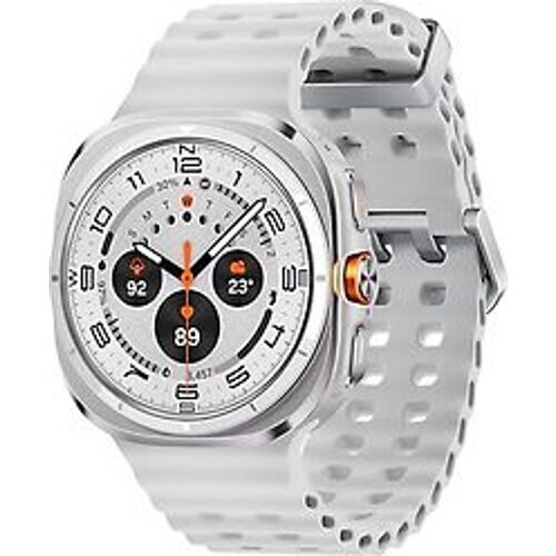 Samsung Galaxy Watch Ultra 47 mm kast van titanium op titanium white Marine Band white [wifi + cellular]