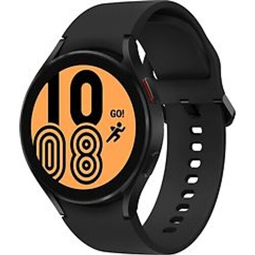 Samsung Galaxy Watch4 44 mm aluminium kast zwart op siliconen bandje zwart [wifi + 4G]