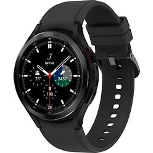 Samsung Galaxy Watch4 Classic 46 mm roestvrij stalen kast zwart op siliconen bandje zwart [wifi]