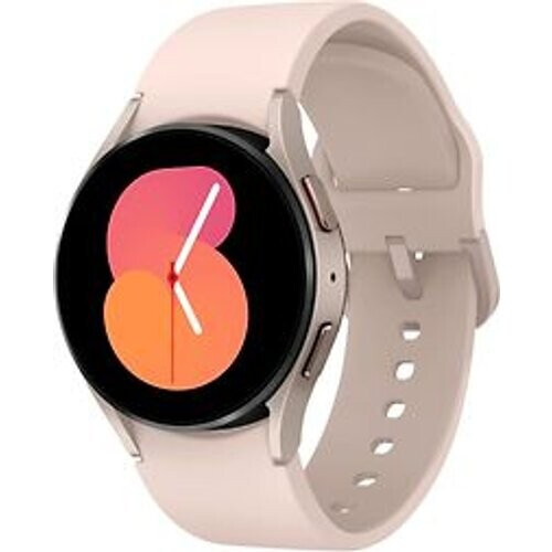 Samsung Galaxy Watch5 40 mm horlogekast van Pink Gold Aluminium op Pink Gold Sport Band S/M [Wi-Fi + 4G]