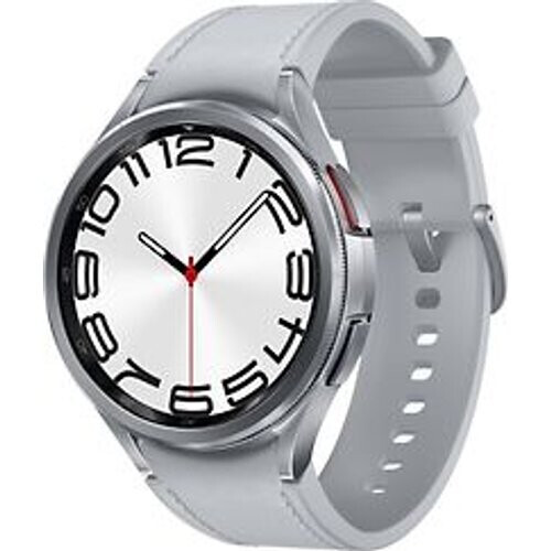 Samsung Galaxy Watch6 Classic 47 mm roestvrij staal kast silver op leren bandje S/M silver [wifi + 4G]