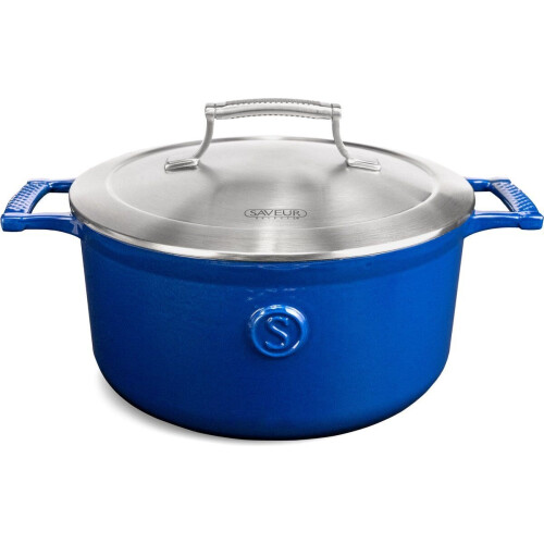 Saveur Selects - Gietijzeren Braadpan Ø25 cm - PFAS-vrij - Geschikt voor Inductie & Oven - Klassiek Blauw