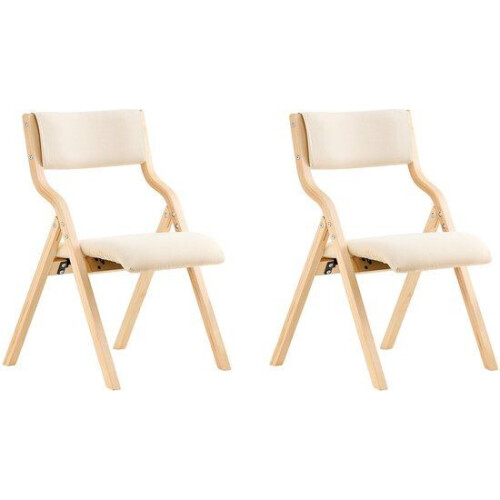 SoBuy FST40-Wx2 - Klapstoel - Opvouwbaar met Zitkussen - Wit (2 stuks)