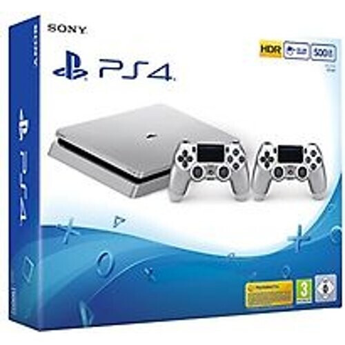 Sony PlayStation 4 slim 500 GB [incl. 2 draadloze controllers] zilver
