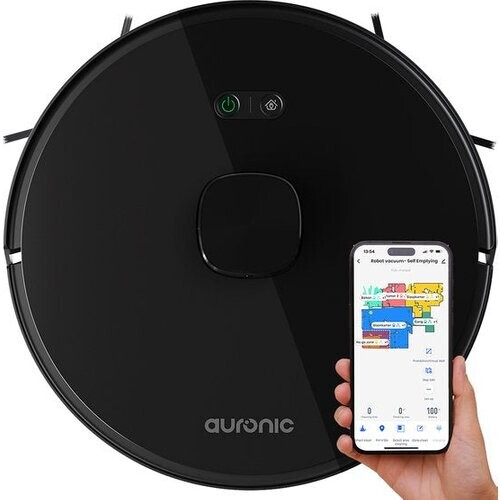 Tweedekans Auronic Robotstofzuiger - Dweilfunctie – 4000 Pa Zuigkracht – 180 min Batterijduur – 34,5 x 34,5 x 9,7 cm – Zwart