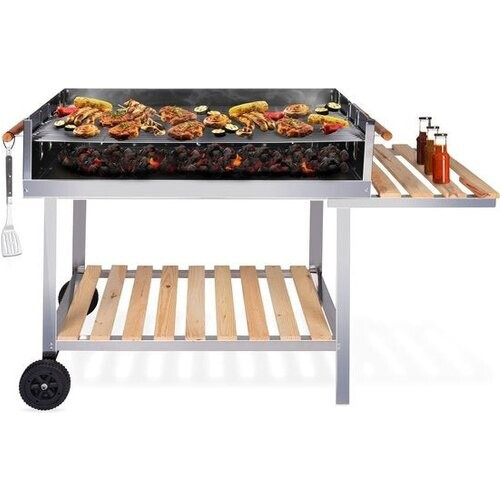 Tweedekans BBQ-collectie houtskoolbarbecue - BBQ met tafel - Buitenkeukenbarbecue in hoogte verstelbaar - 98 x 56 x 85 cm