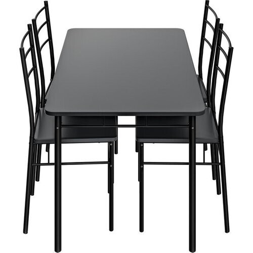 Tweedekans Casaria Eetkamerset Leo - 1x Eettafel 4x Stoel - Antraciet