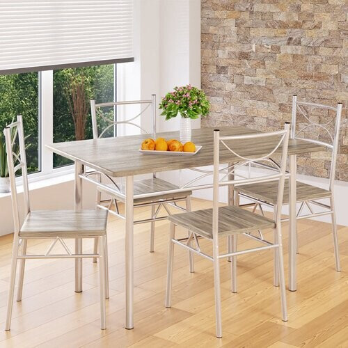 Tweedekans Casaria Eettafel Set 5 delige -Eettafel + 4 stoelen - Eiken
