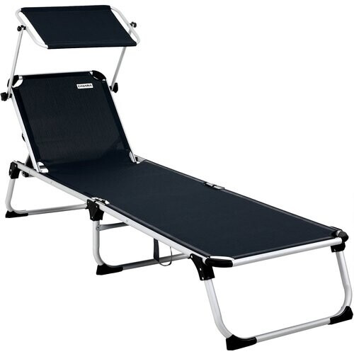 Tweedekans Casaria Ligstoel Malta Comfort – met Zonnedak 210 cm - Antraciet