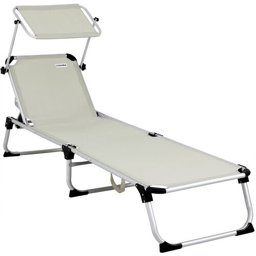 Tweedekans Casaria Ligstoel Malta Comfort – met Zonnedak 210 cm – Beige