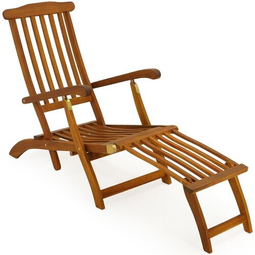 Tweedekans Casaria Ligstoel Queen Mary – Acaciahout 169x54x95cm - Bruin