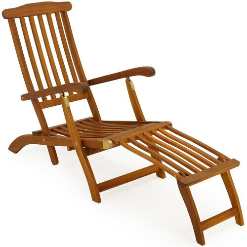 Tweedekans Casaria Ligstoel Queen Mary – Acaciahout 169x54x95cm - Bruin