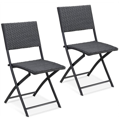 Tweedekans Casaria Polyrattan Klapstoel – 2 Stuks Weerbestendig – Zwart