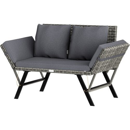 Tweedekans Casaria Polyrattan Tuinbank – Verstelbaar Incl. Kussens – Grijs