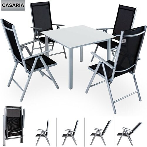 Tweedekans Casaria Tuinset Bern \u2013 4 Stoelen & 1 Tafel Aluminium - Zilver