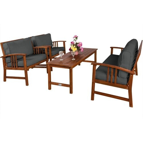 Tweedekans Casaria Tuinset - FSC®-gecertificeerd – Tafel/Stoelen/Bank & Kussens