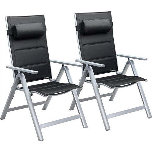 Tweedekans Casaria Tuinstoel Aluminium - 2 stuks Inklapbaar - Zilver