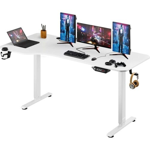 Tweedekans Casaria Zit Sta Bureau – Hoogte Verstelbaar Elektrisch - 160x75cm Wit