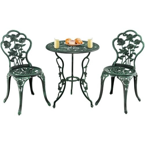 Tweedekans Coast 3-delige Tuinmeubelset - Gegoten Aluminium - 2 Stoelen 1 Tafel