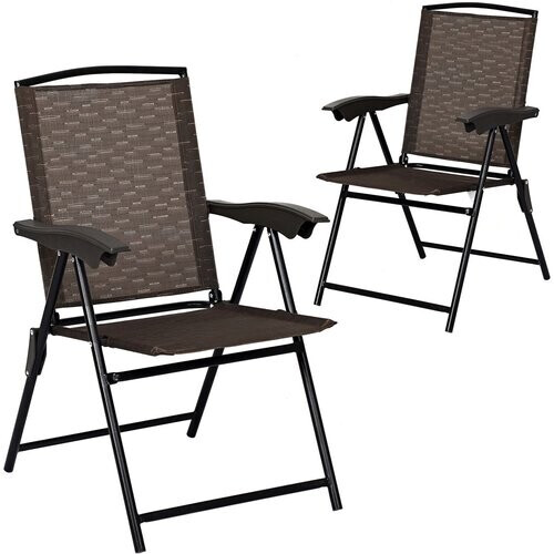 Tweedekans Coast 4er set vouwstoelen hochlehner tuinstoel vouwen fauteuil 69 x 54 cm x 90 cm bruin